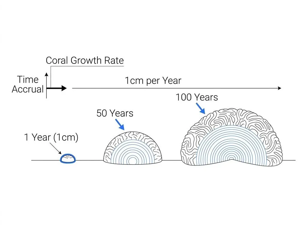 Timeline of coral growth rates and slow growth speed in reef ecosystems / © Taehoon Kwon