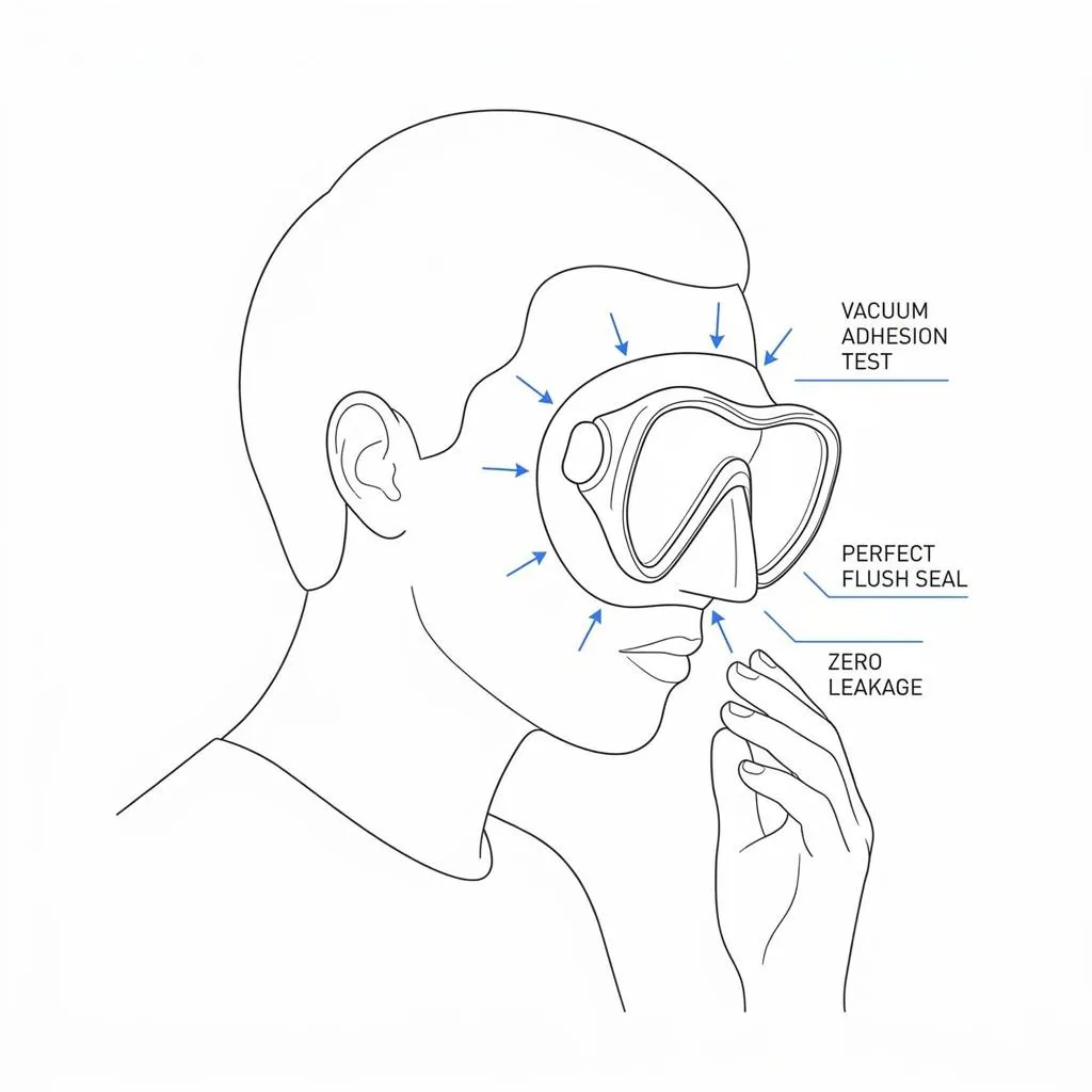 A diver inhaling gently through their nose to test the mask's seal on their face / © Taehoon Kwon